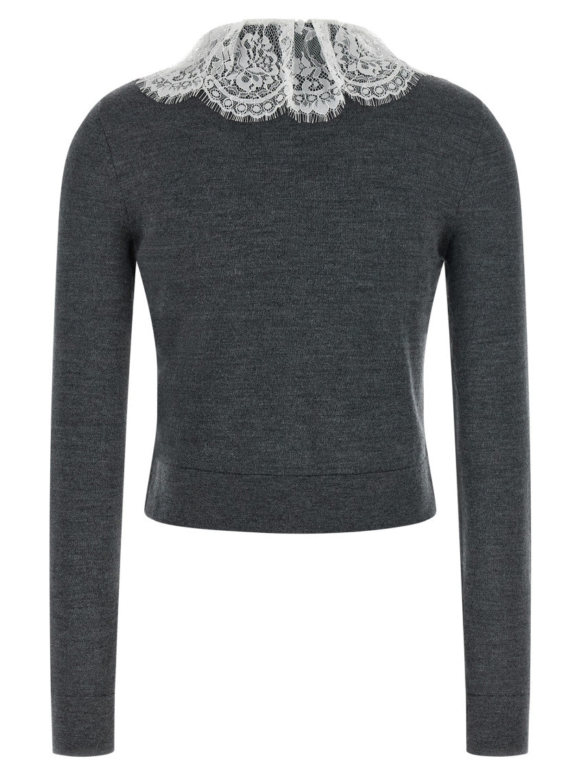 Grey Lace Collar Cardigan 2