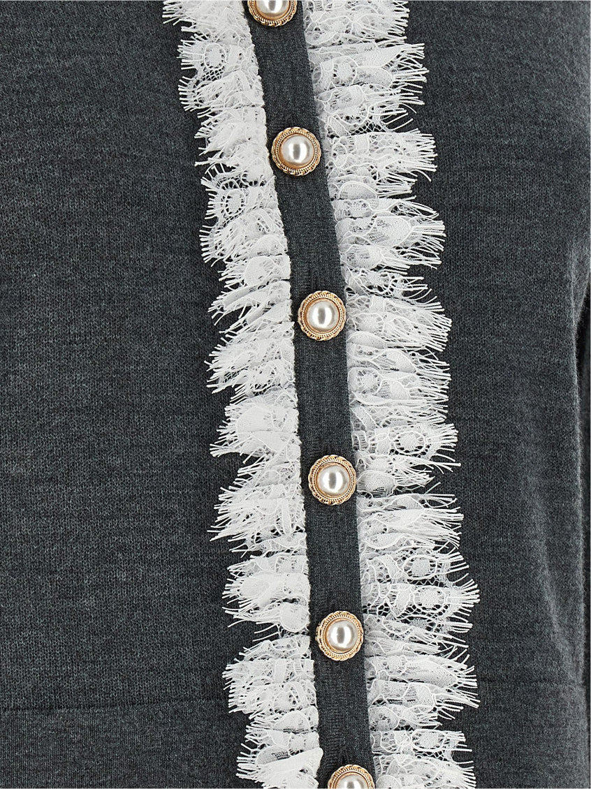 Grey Lace Collar Cardigan 4