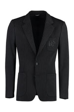 Black Stripes Notched Lapel Blazer 1