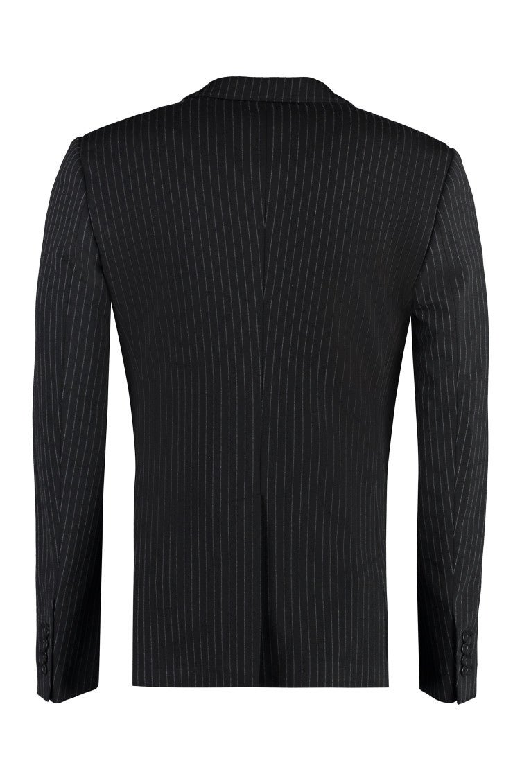 Black Stripes Notched Lapel Blazer 2