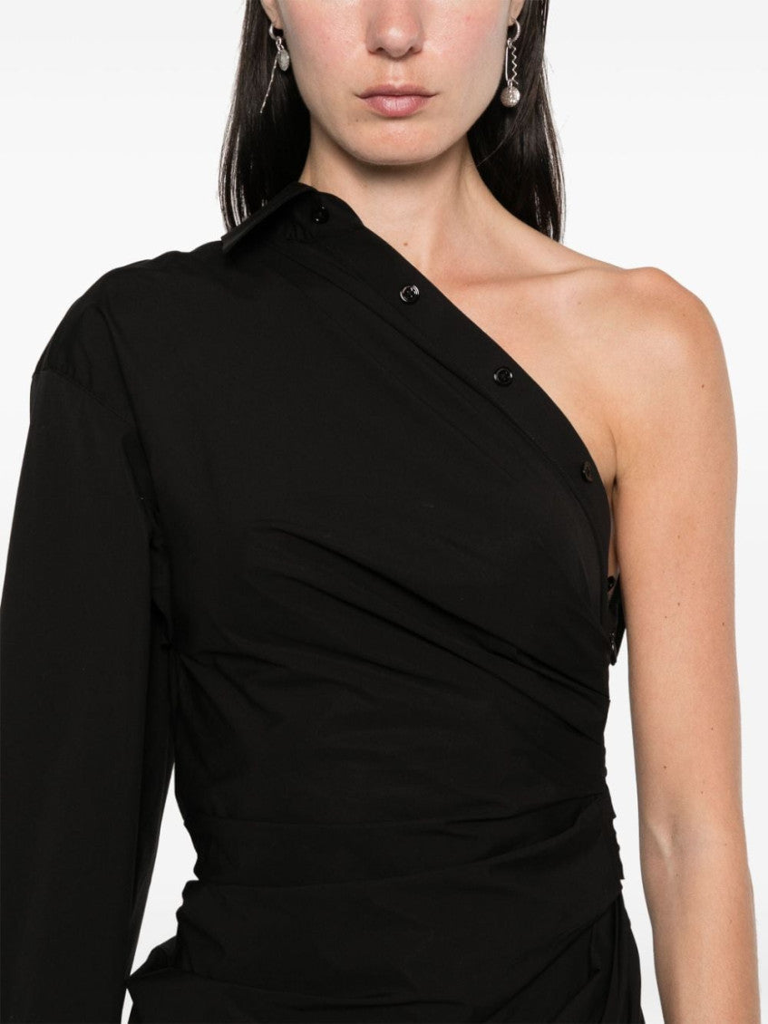 Black Asymmetrical Shirt Dress 2