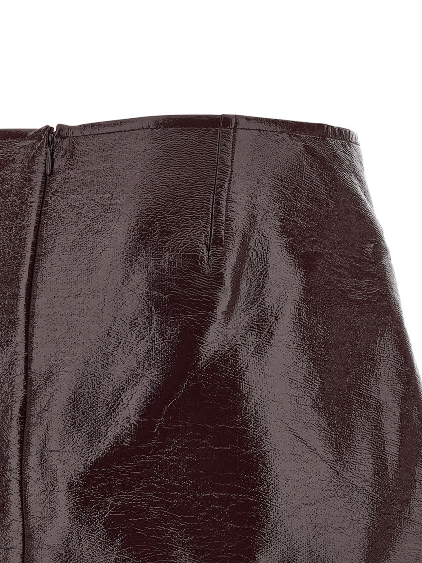 Maroon Vinyl mini skirt 4