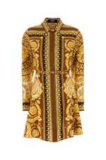 Yellow Silk Belted Mini Shirt Dress 1
