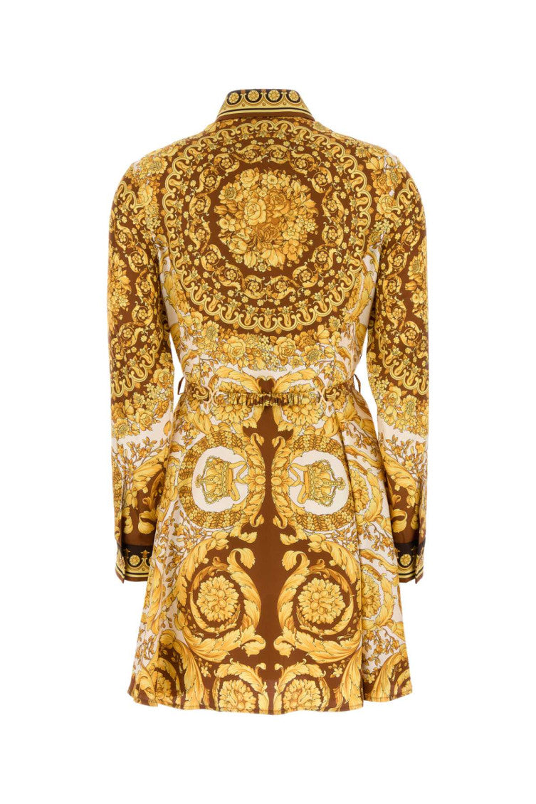 Yellow Silk Belted Mini Shirt Dress 2