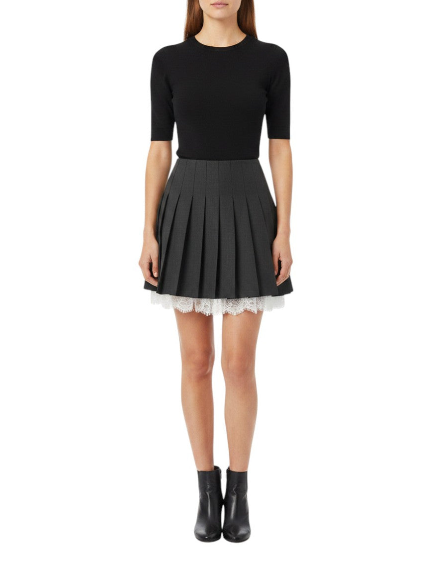 Grey Pleated Mini Skirt 1