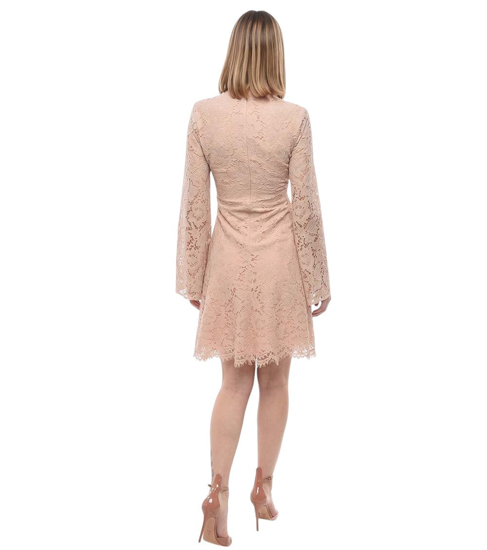 Peach Lace V Neck Mini Dress 2