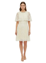Off White Lace Round Neck Mini Dress 1