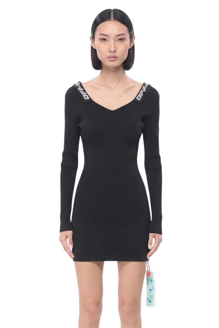 Black Logo V Neck Mini Dress 1