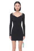 Black Logo V Neck Mini Dress 1