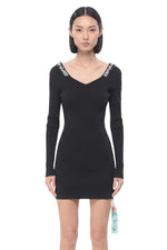 Black Logo V Neck Mini Dress 1
