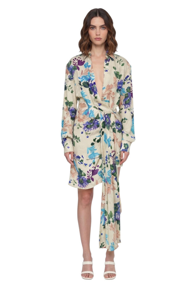 Multicolor Floral V Neck Mini Dress 1