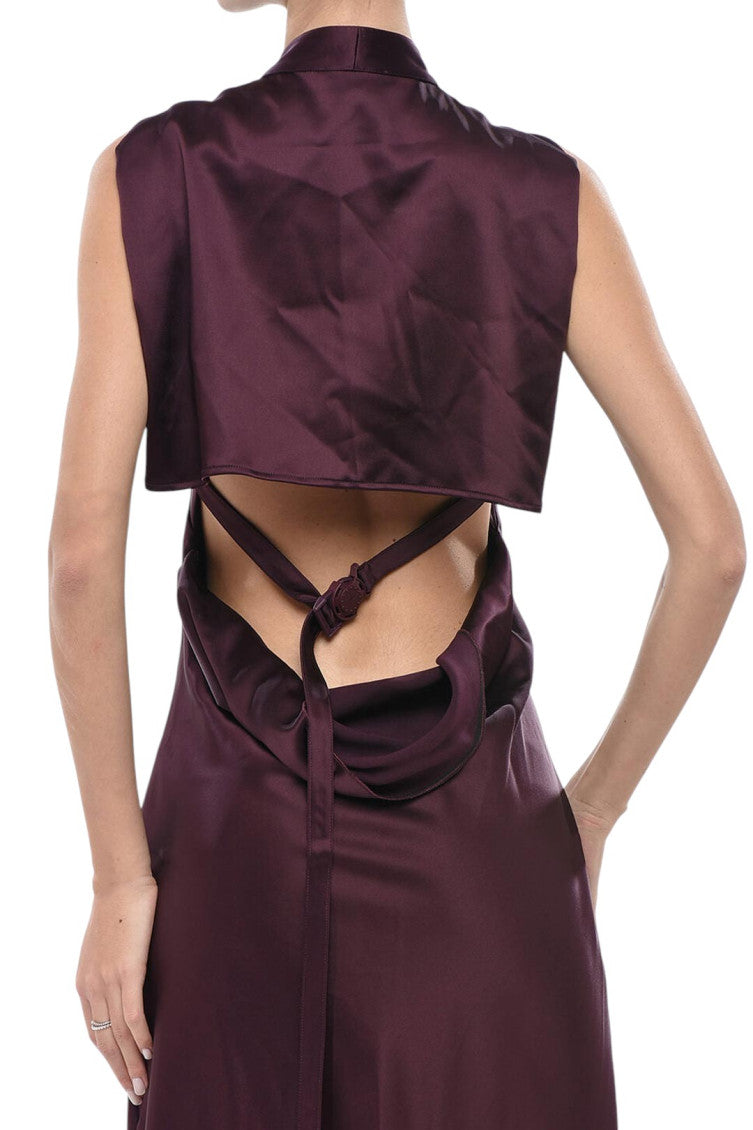 Purple Solid Mock Collar Midi Dress 4