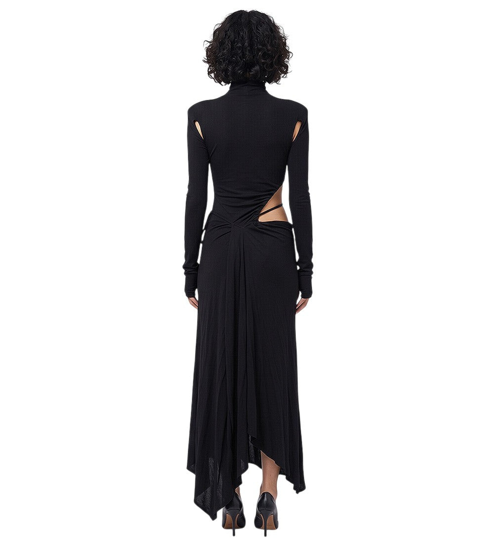 Black Logo Turtle Neck Midi Dress 2