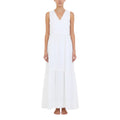 White Solid V Neck Maxi Dress 1