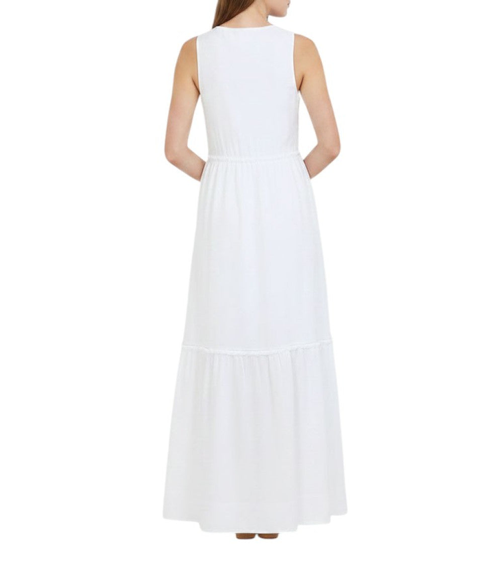 White Solid V Neck Maxi Dress 2