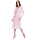 Pink Solid V Neck Midi Dress 1