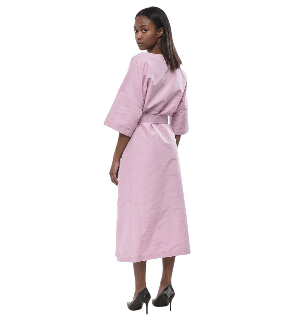 Pink Boat Neck Midi Dress 2