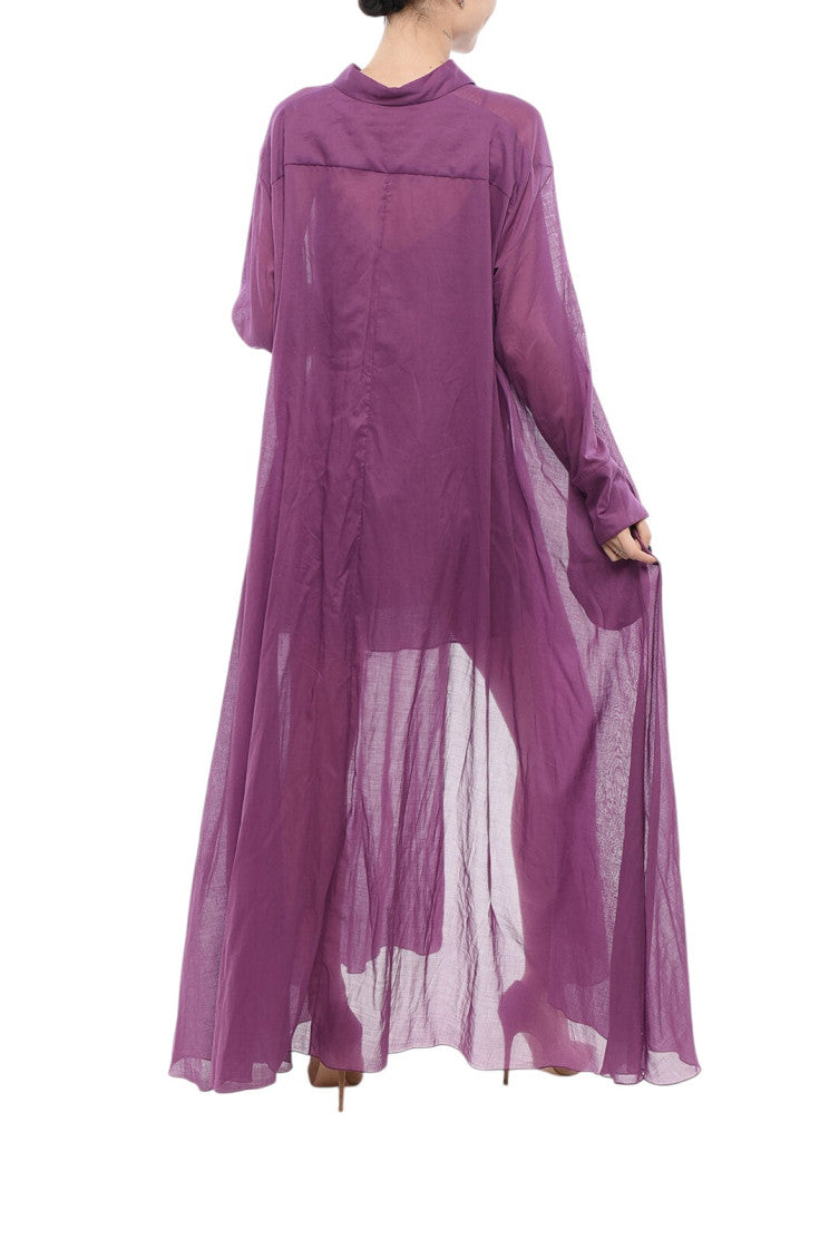 Purple Shirt Collar Maxi Dress 2