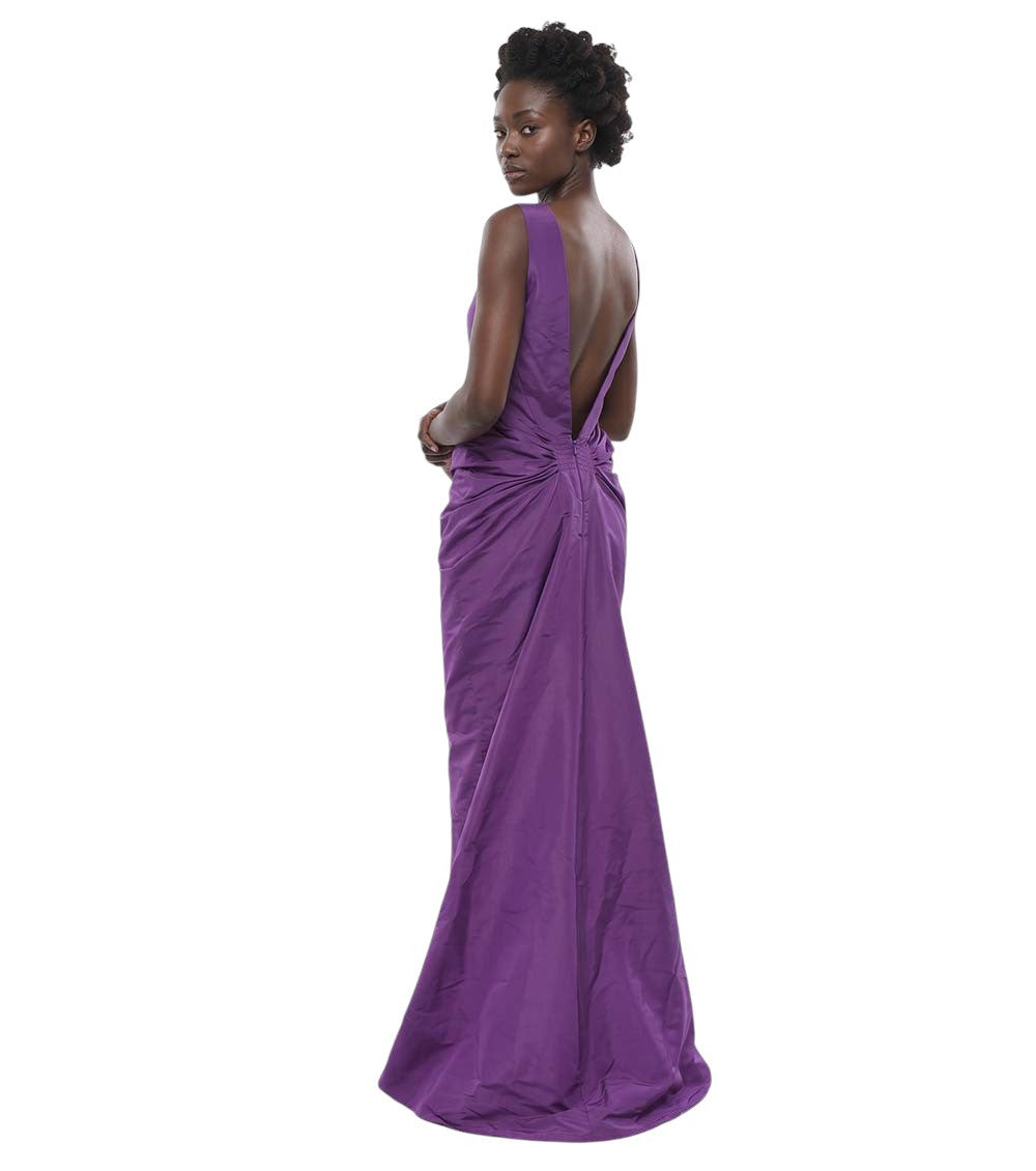 Purple Round Neck Maxi Dress 2