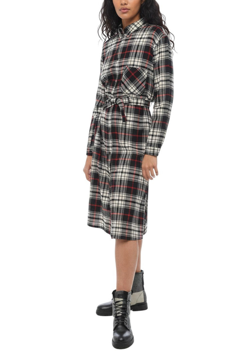 Multicolor Checks Shirt Collar Dress 1