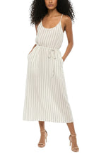 BlackWhite Stripes Scoop Neck Midi Dress 1