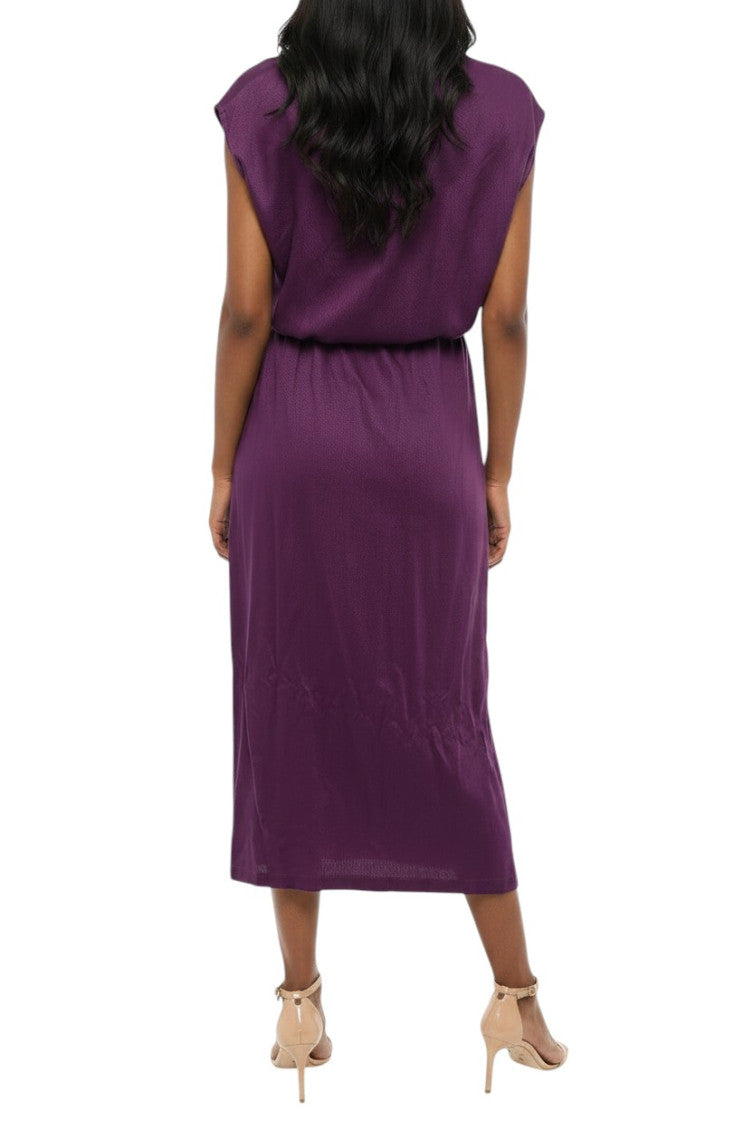 Purple Solid Boat Neck Maxi Dress 2