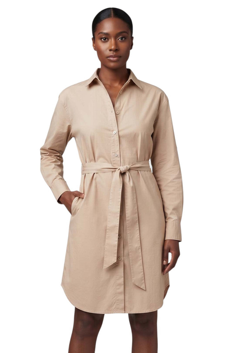 Beige Shirt Collar Mini Dress 1