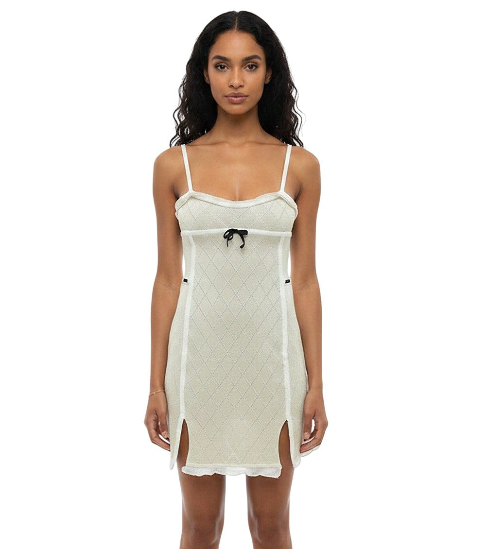 Off White Geometric Sweet Heart Neck Dress 1