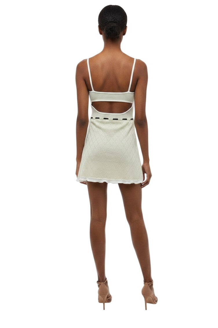 Off White Geometric Sweet Heart Neck Dress 2