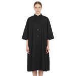 Black Mandarin Collar Midi Dress 1