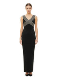 Black Solid V Neck Midi Dress 1