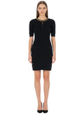 Black Textured Round Neck Dress 1