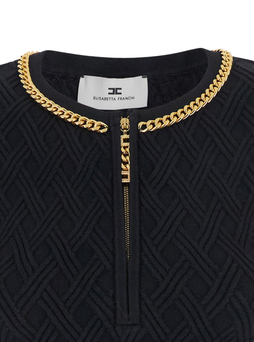 Black Textured Round Neck Dress 3
