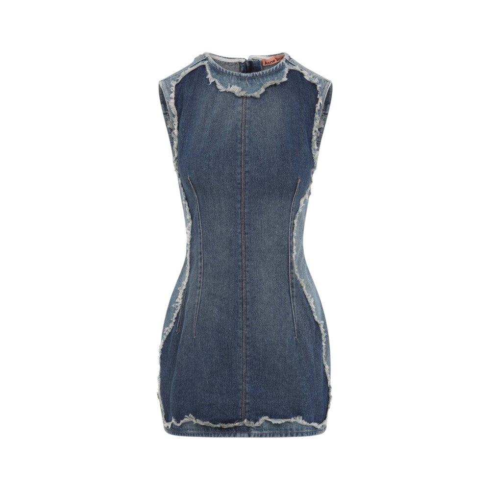 Light Blue Distressed Round Neck Mini Dress 1