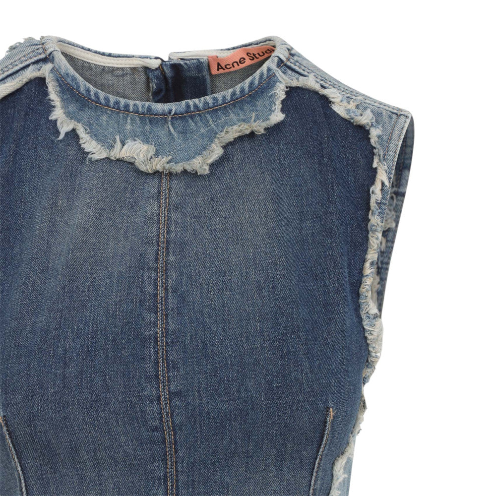Light Blue Distressed Round Neck Mini Dress 5