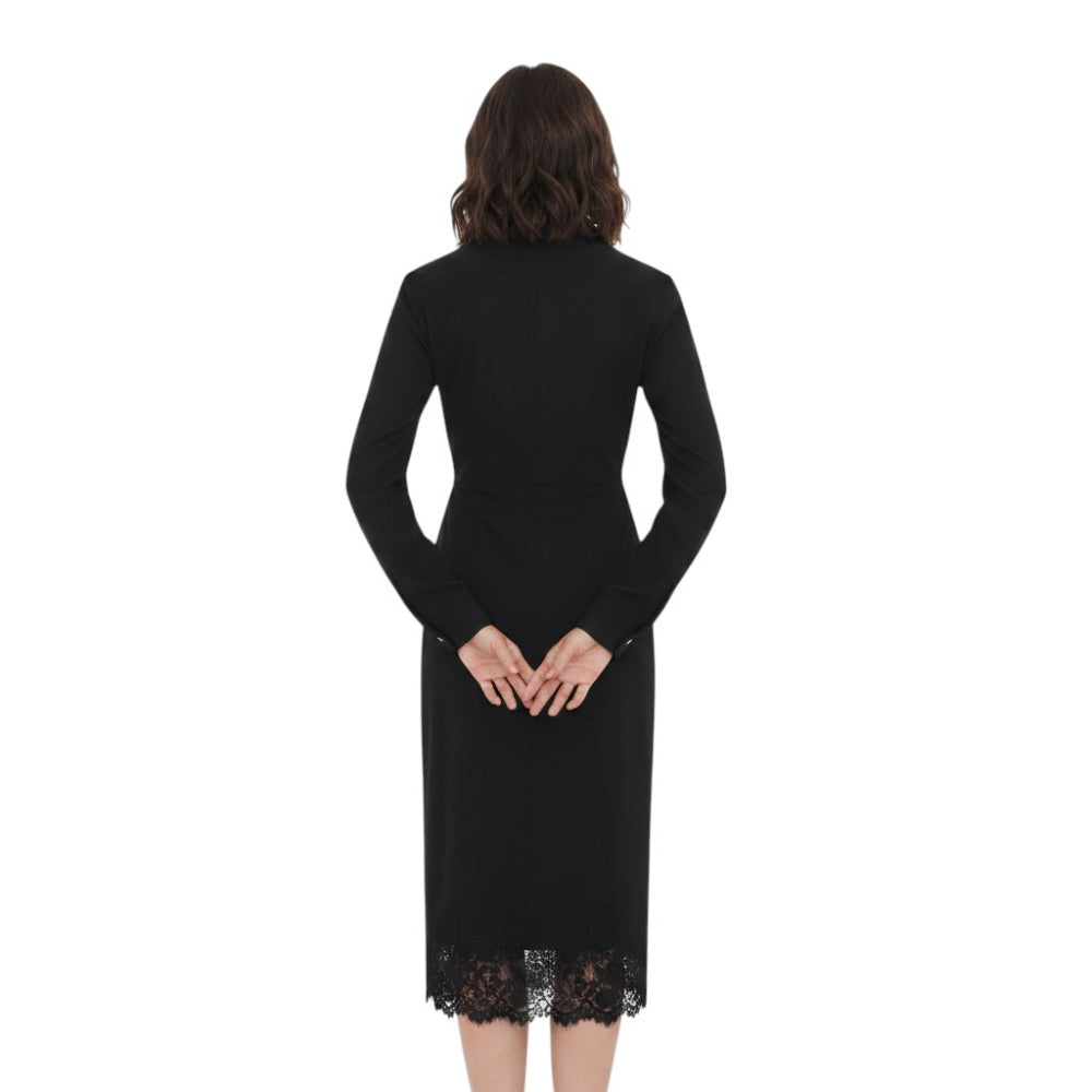 Black V Neck Midi Dress 2