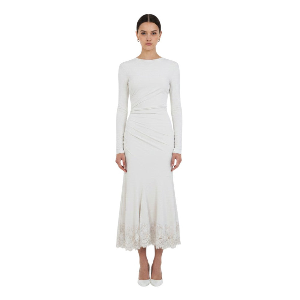 Ivory Crew Neck Midi Dress 1