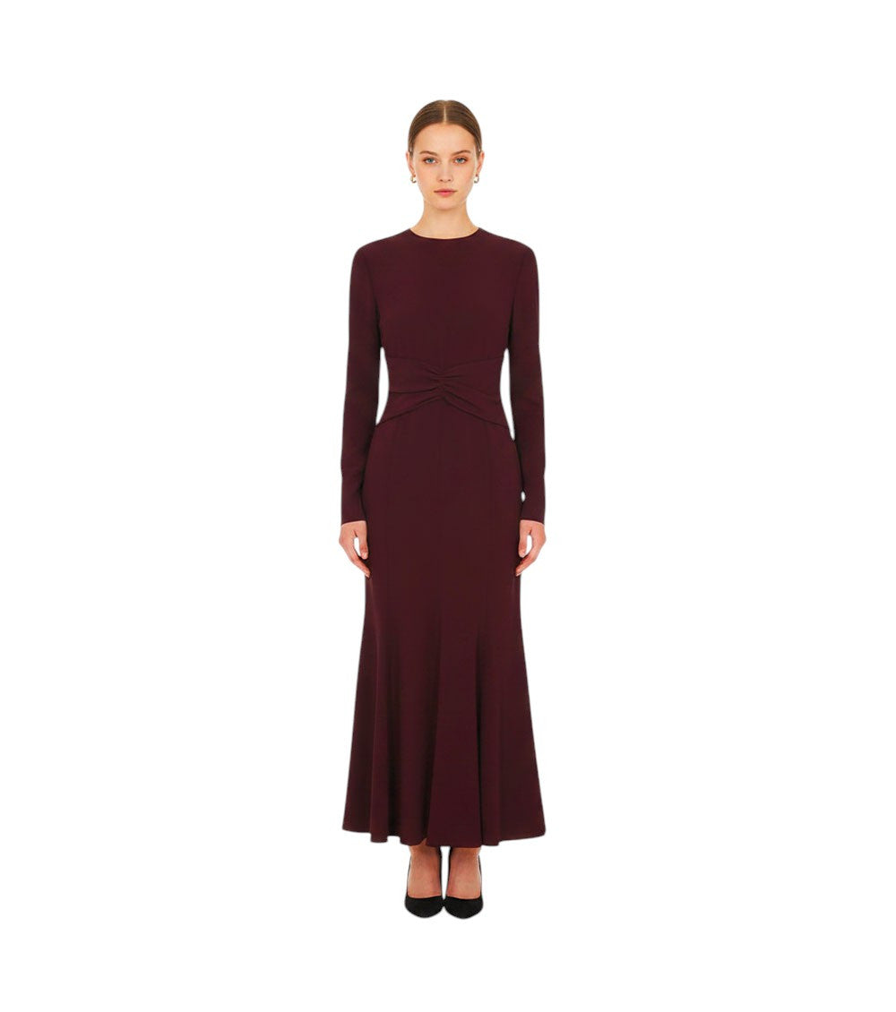 Burgundy Crew Neck Midi Dress 1