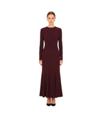 Burgundy Crew Neck Midi Dress 1