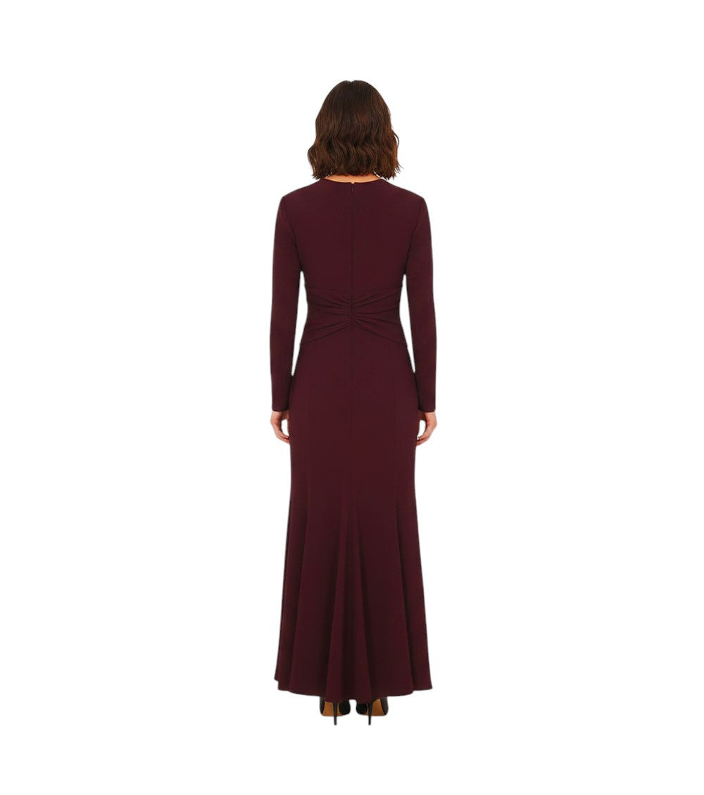 Burgundy Crew Neck Midi Dress 2