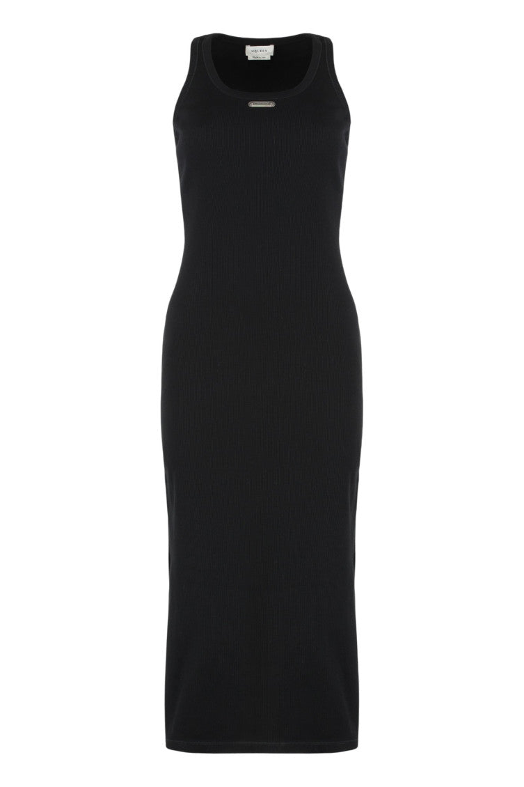 Black Textured Crew Neck Midi Dress 1