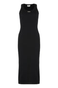 Black Textured Crew Neck Midi Dress 1
