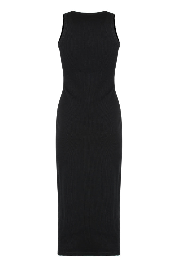 Black Textured Crew Neck Midi Dress 2