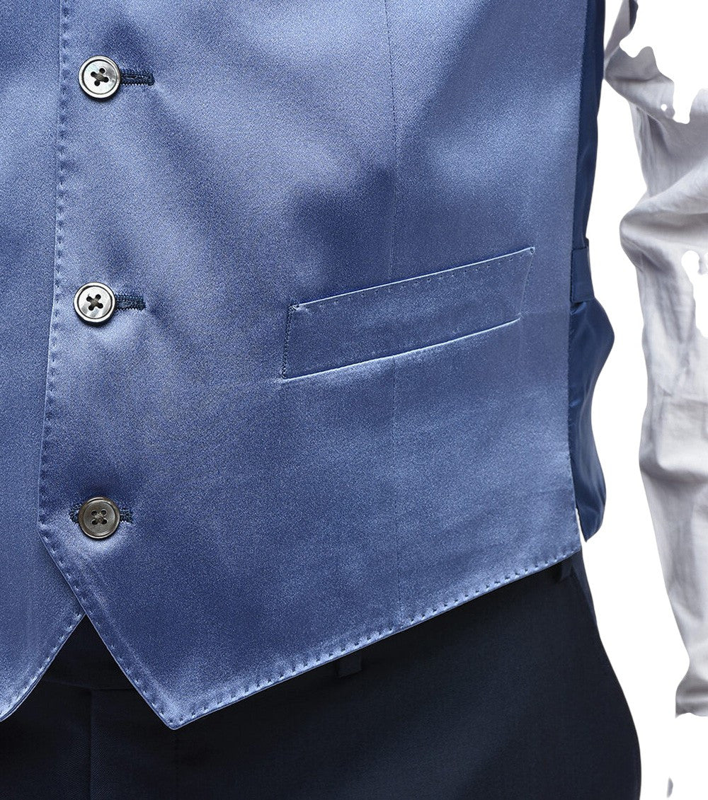 Blue V Neck Waistcoat 3