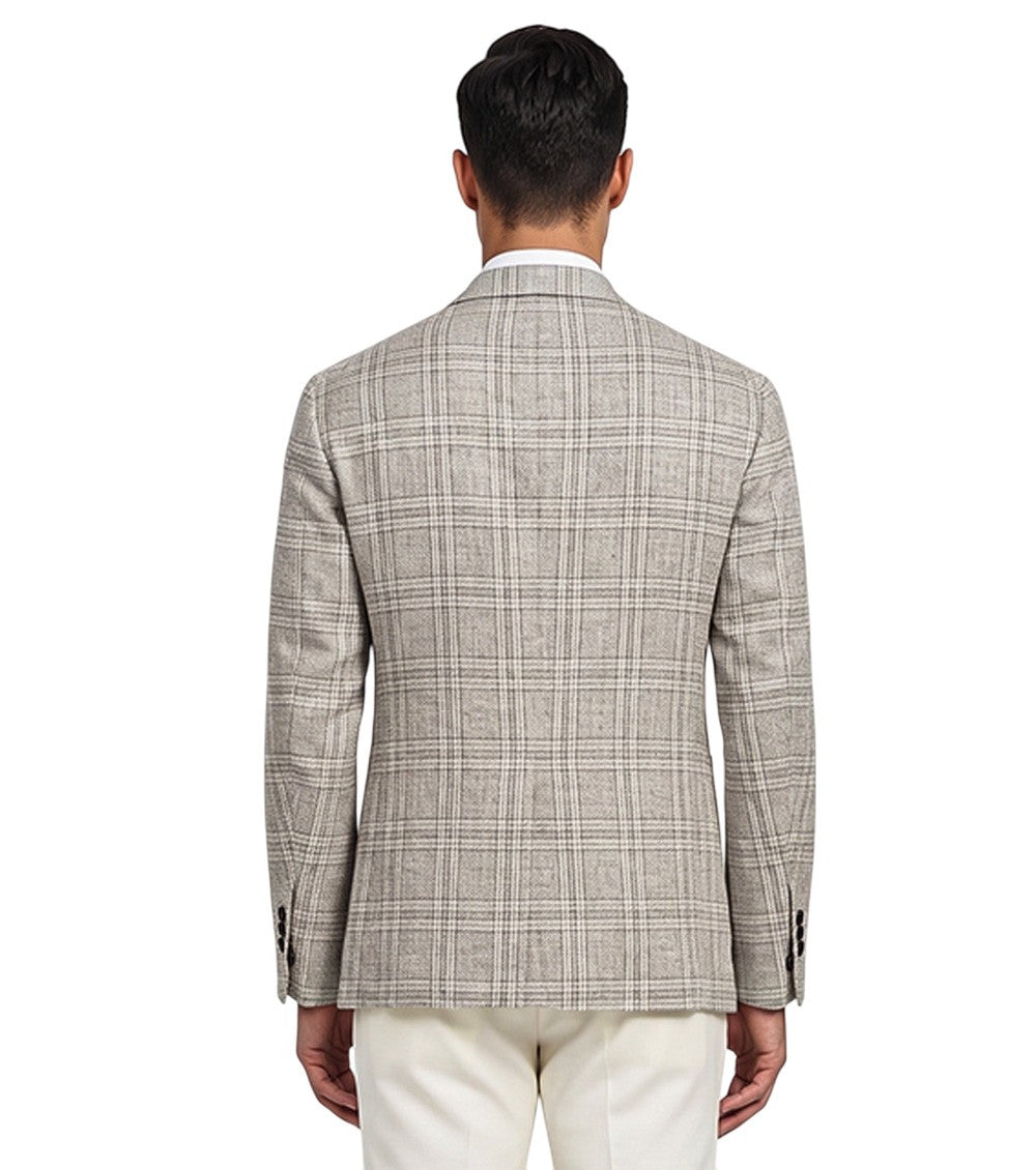 Beige Notched Lapel Blazer 2