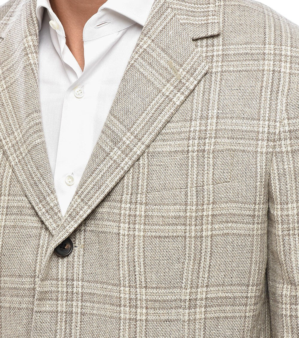 Beige Notched Lapel Blazer 3