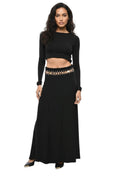 Black Solid Maxi Skirt 1