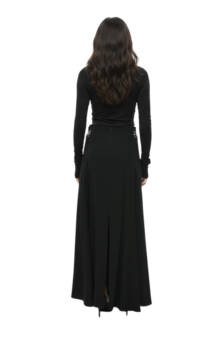 Black Solid Maxi Skirt 2