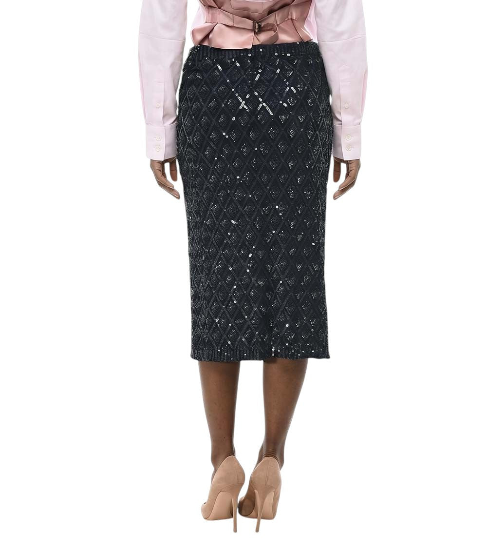 Black Embellished Midi Skirt 2
