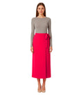 Dark Pink Solid Midi Skirt 1
